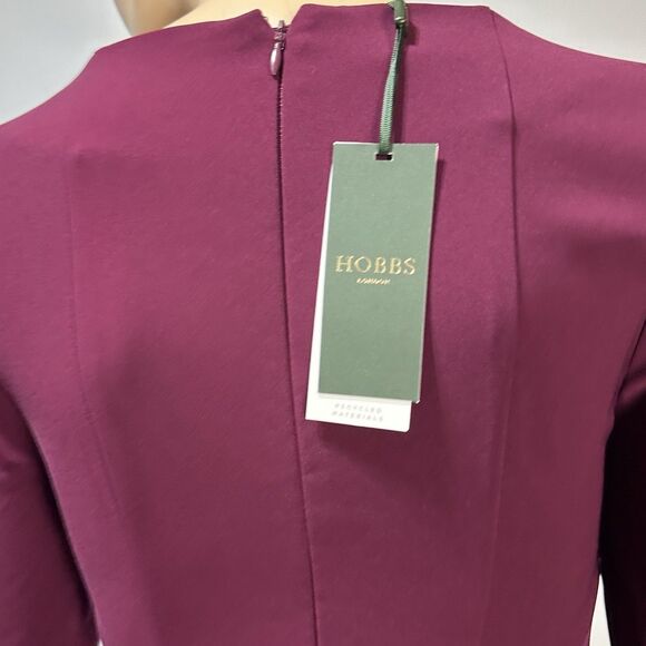 Hobbs London Leonora Dress Midi Long Sleeve warm plum Modest US Size 4 NWT - Picture 5 of 14